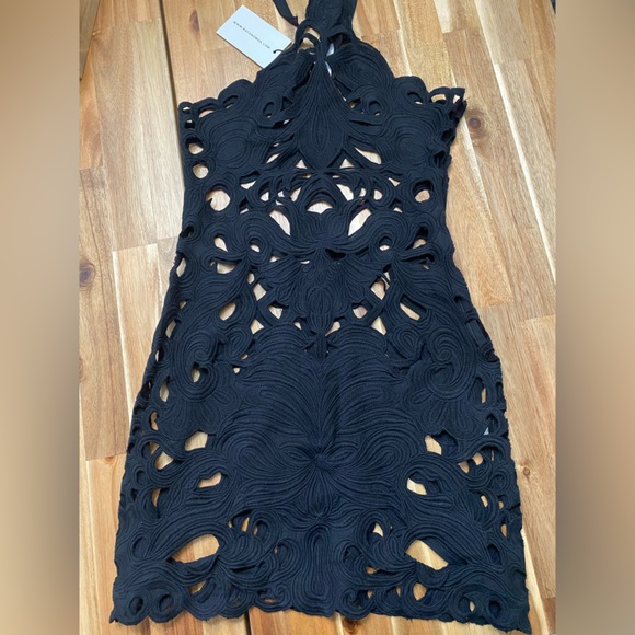 Rat And Boa Black Cut Out Lace Halter Dress Womens Small NWT - Picture 3 of 9